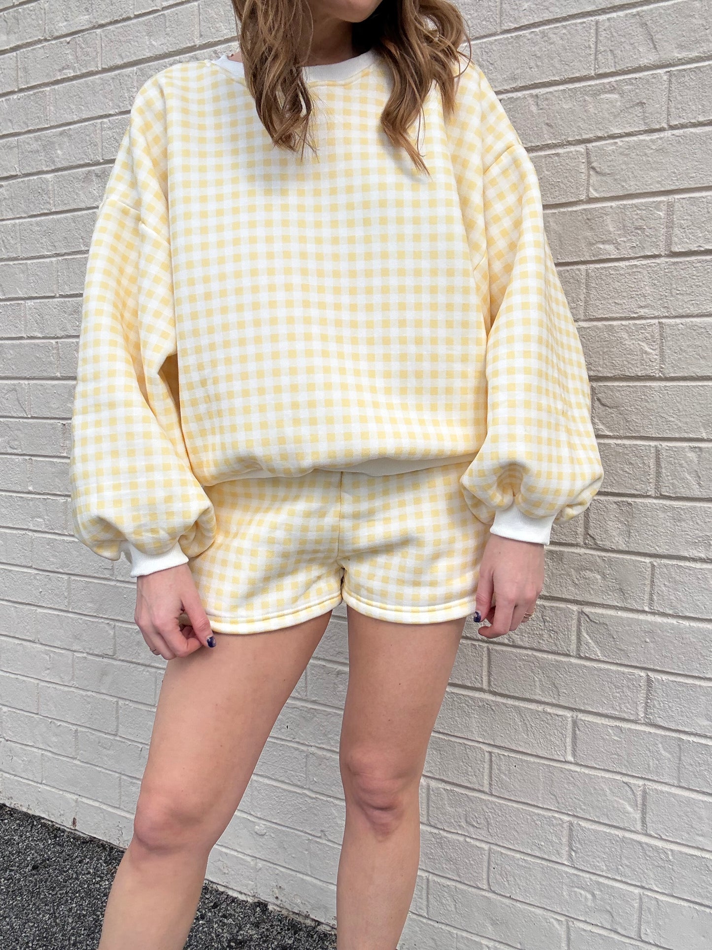 Butter Yellow Gingham Shorts Set