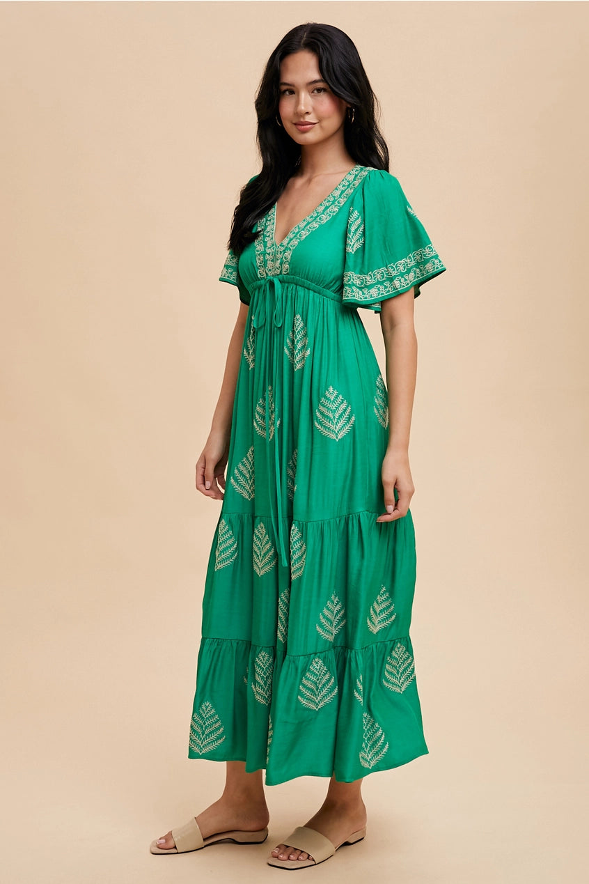 Jade Embroidered Maxi Dress