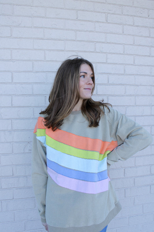 Sage Grey Rainbow Sweater