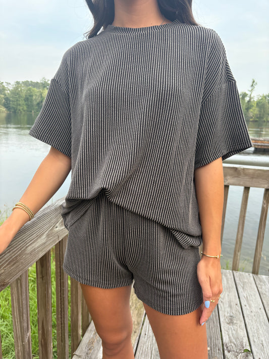Charcoal Ribbed Matching Set