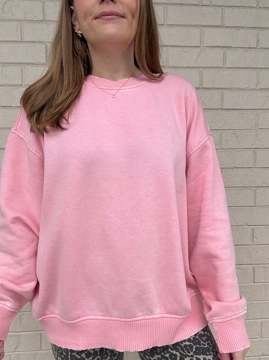 Nina Pink Washed Pullover