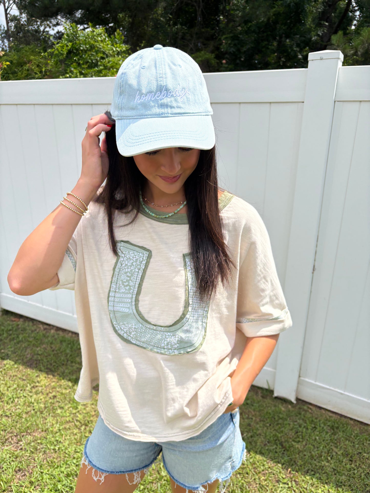 Sage Horseshoe Patchwork Blouse