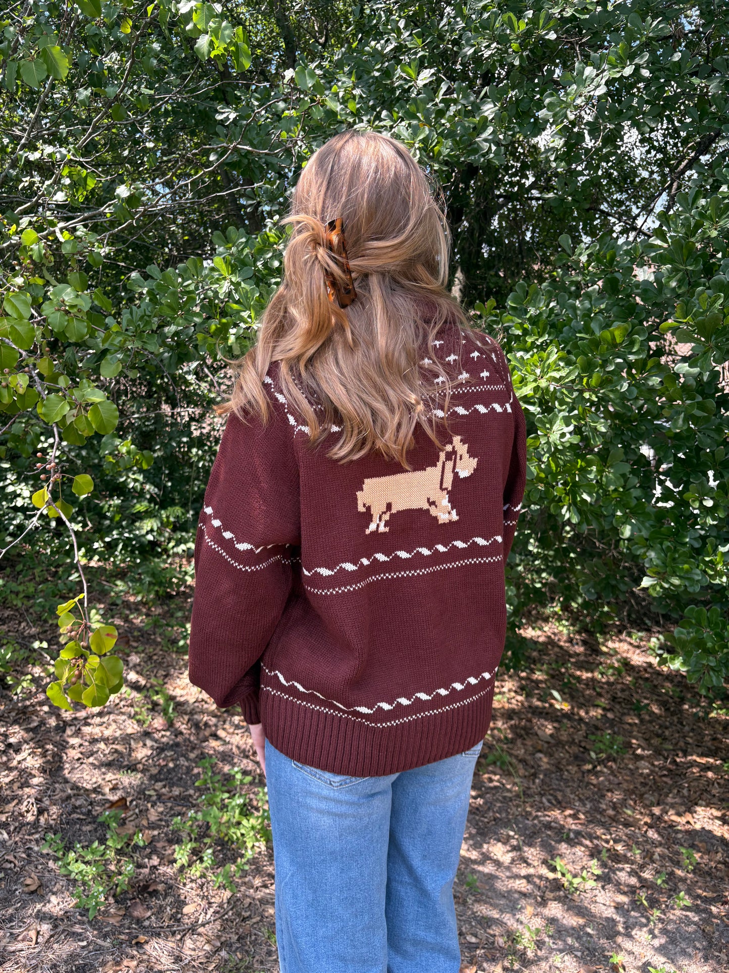 Dachshund Zip Up Cardigan