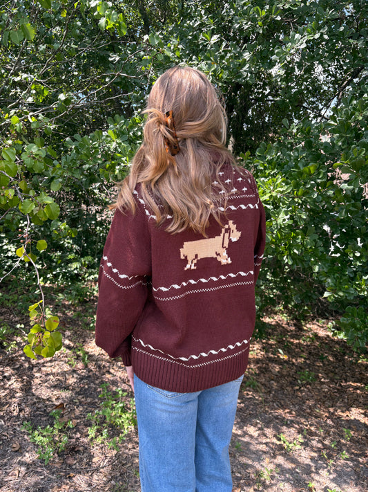 Dachshund Zip Up Cardigan
