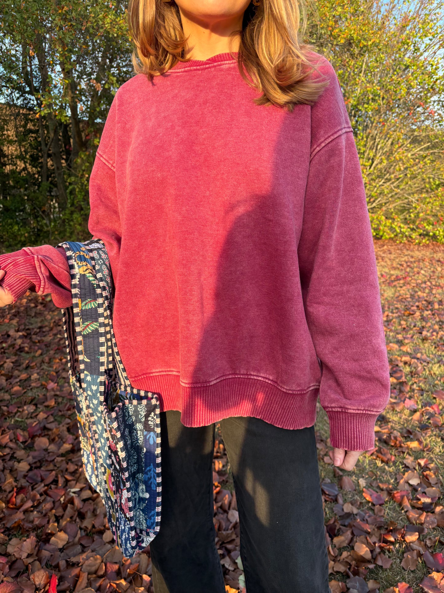 Nina Burgundy Washed Pullover