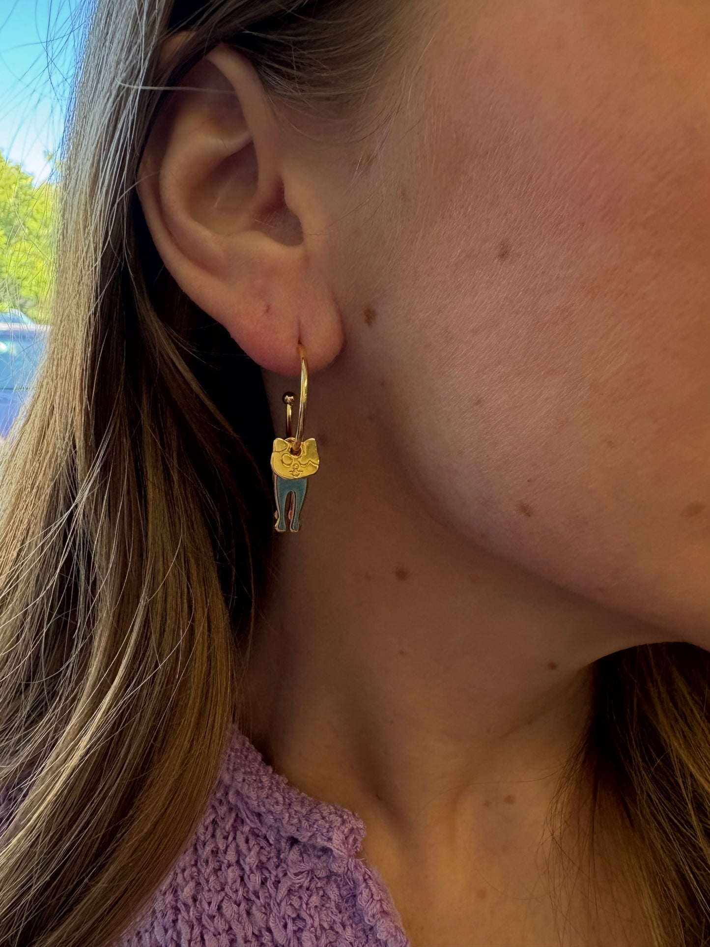 Cat Silhouette Dangle Earring