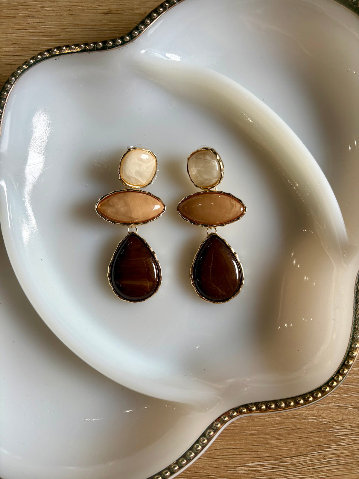Brown Stone Dangle Earrings