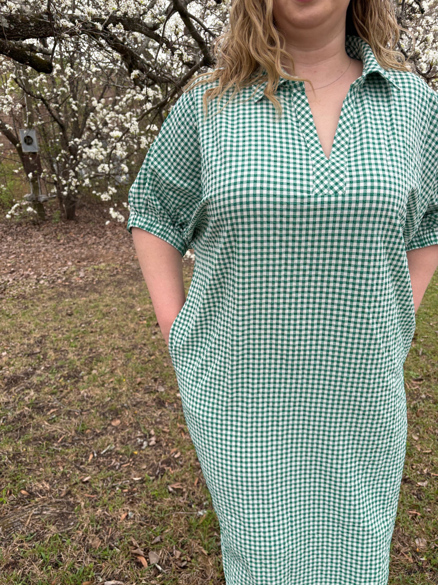 Kelly Green Gingham Midi Dress