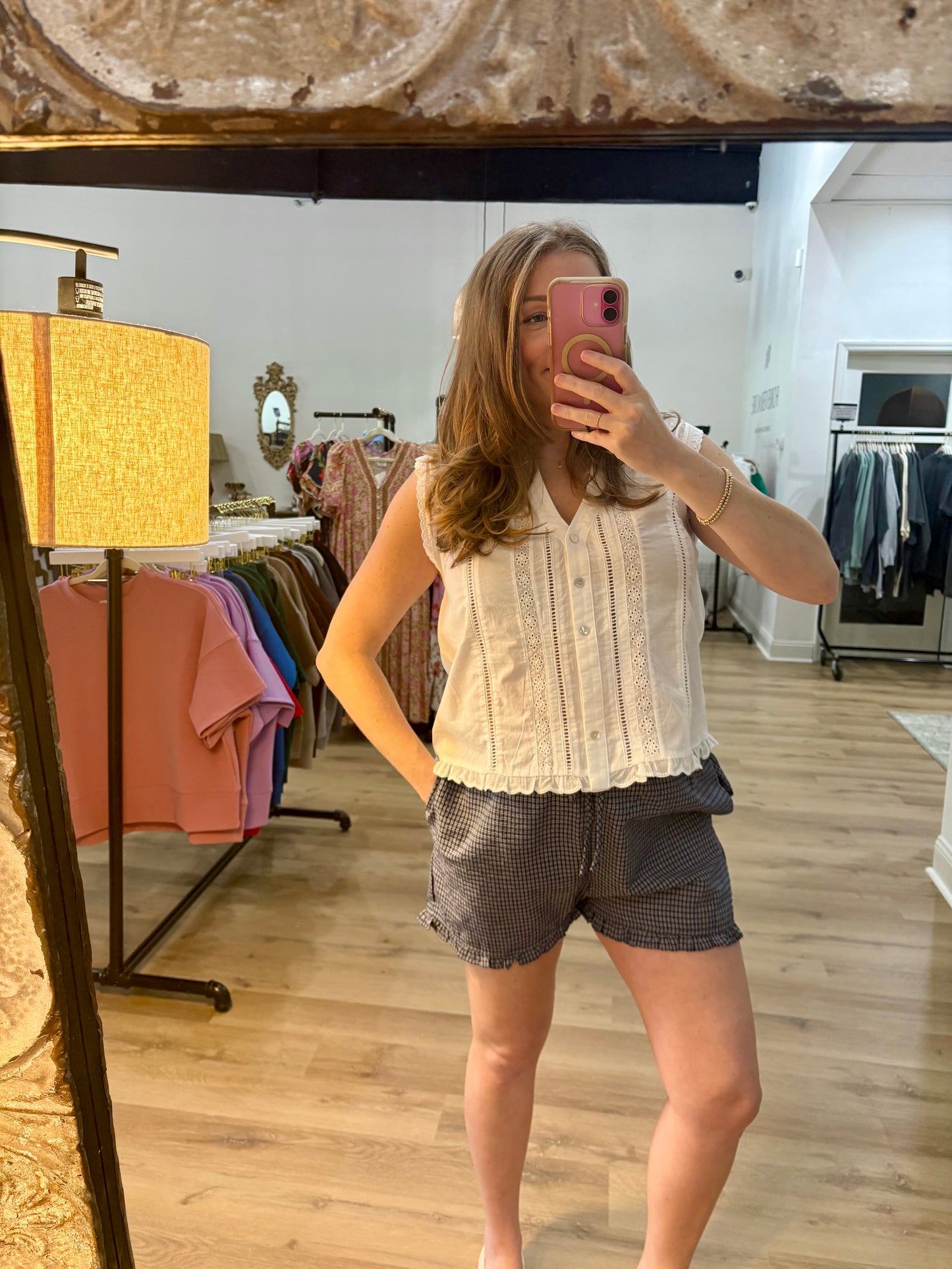 Plaid Ruffle Hem Shorts