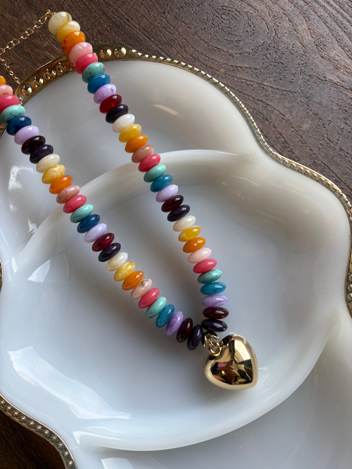 Multi Gemstone Heart Statement Necklace