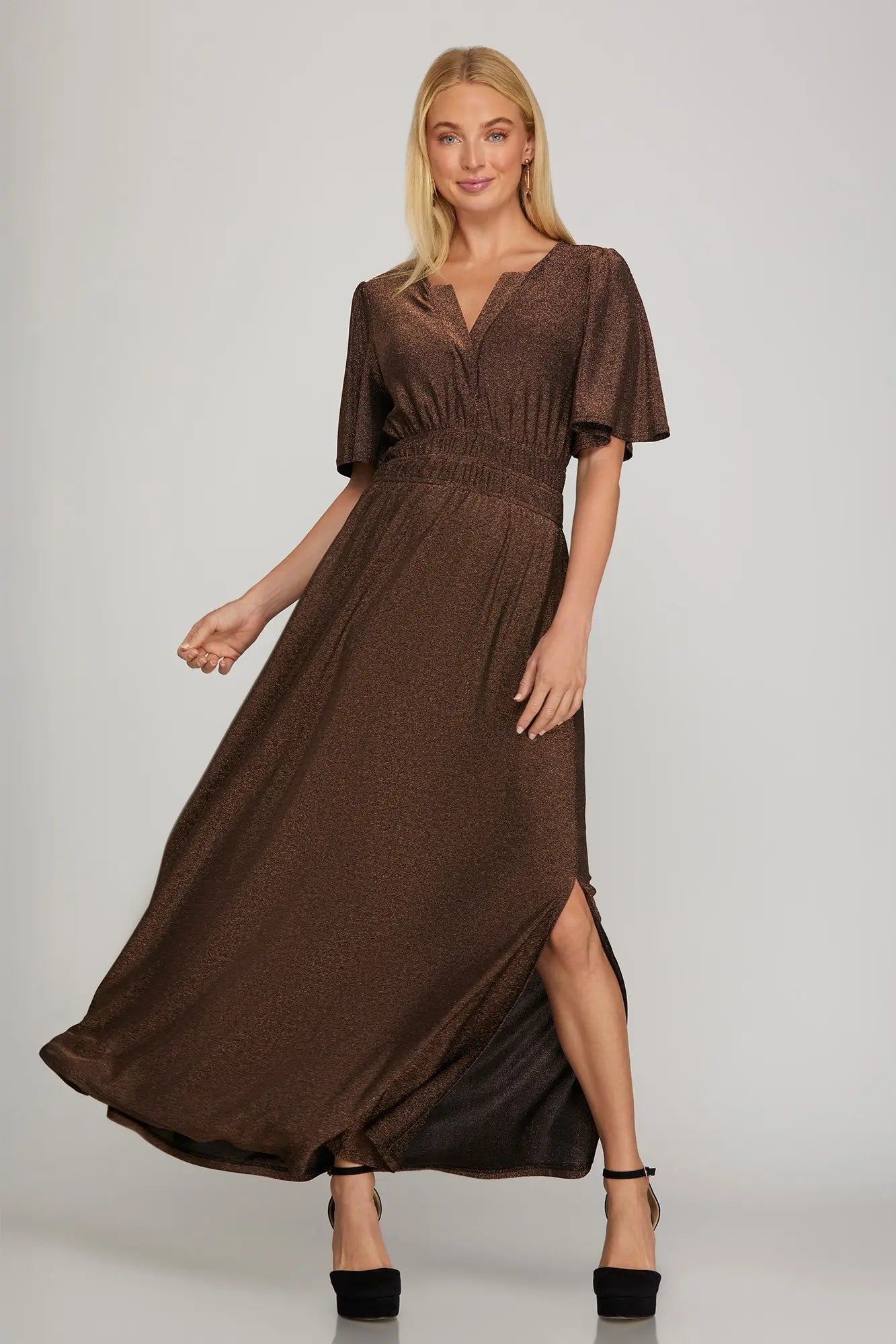 Bronze Knit Maxi Dress