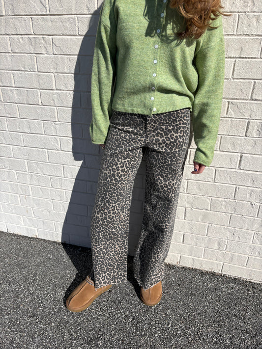 Leopard Print Denim Pants