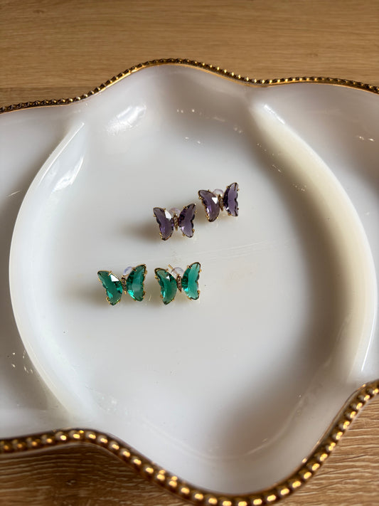 Crystal Butterfly Stud Earrings