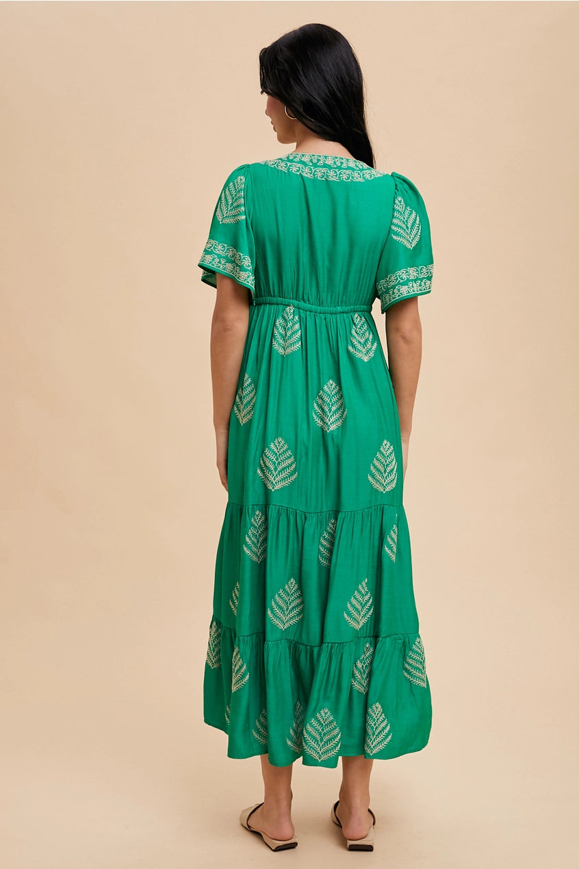 Jade Embroidered Maxi Dress