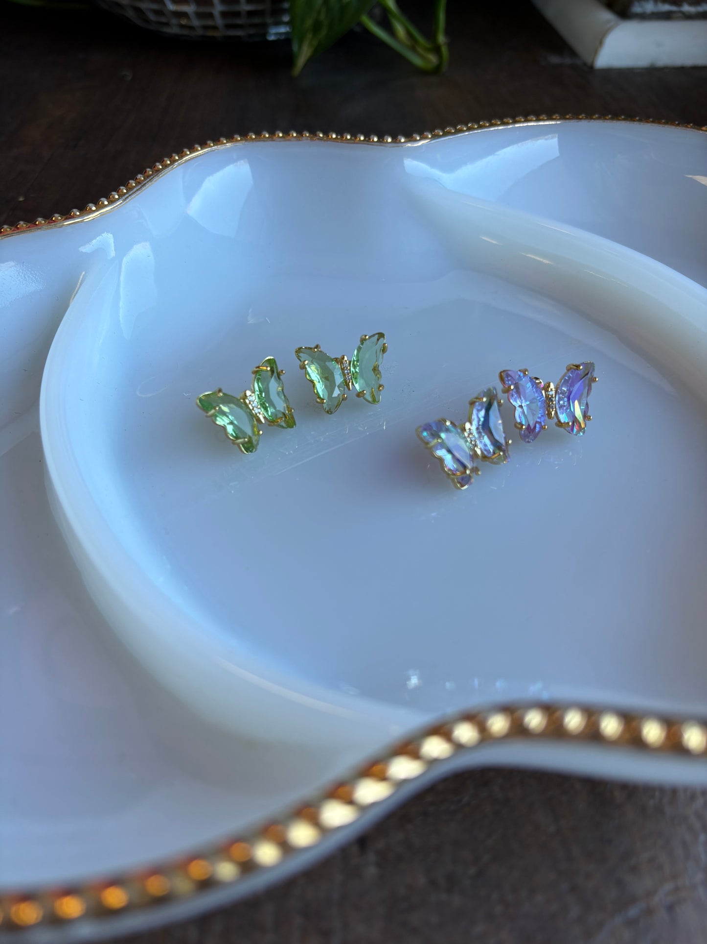Crystal Butterfly Stud Earrings