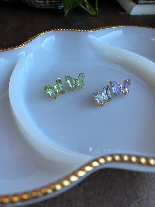 Crystal Butterfly Stud Earrings
