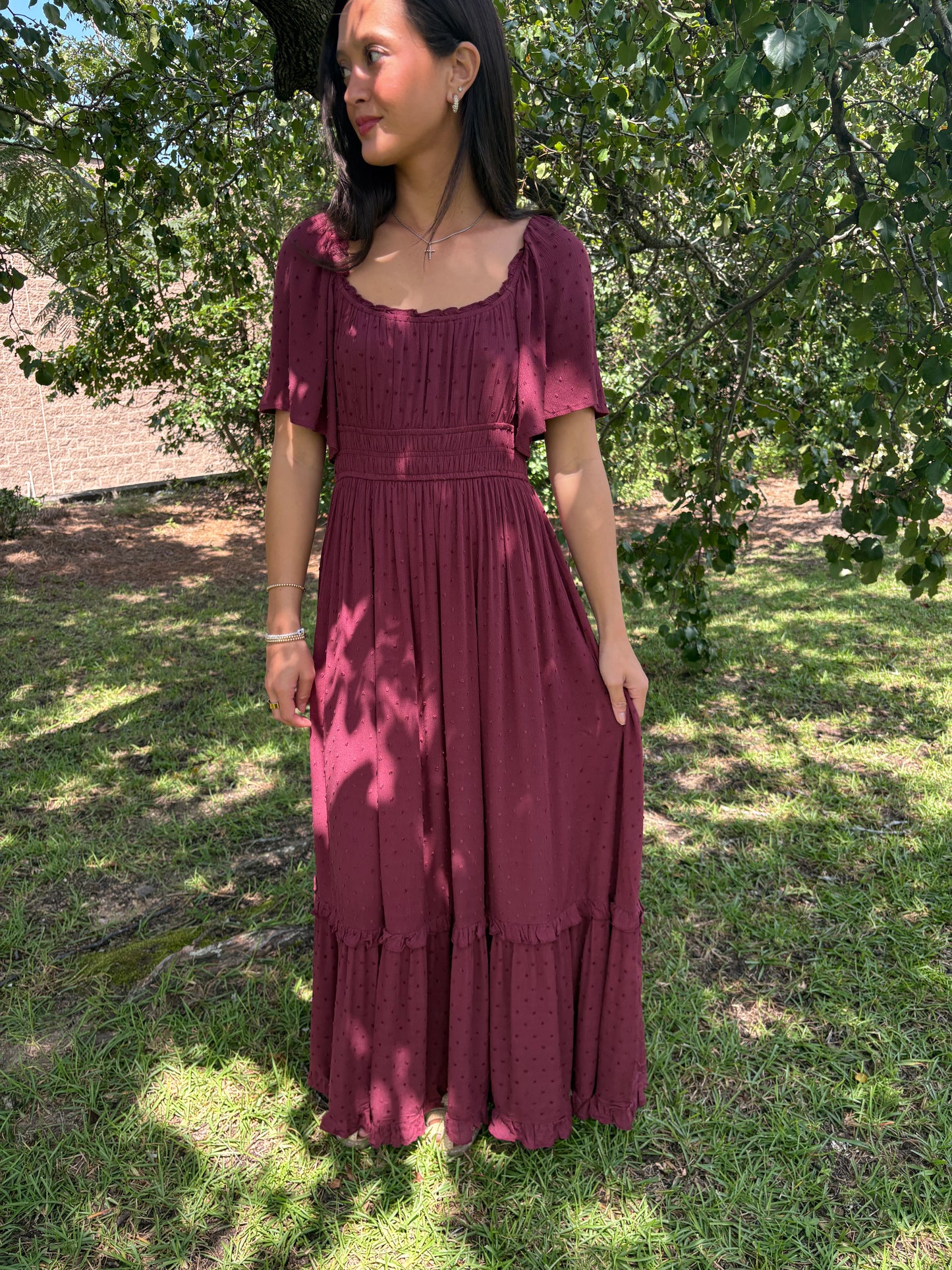 Cherry Swiss Dot Maxi Dress