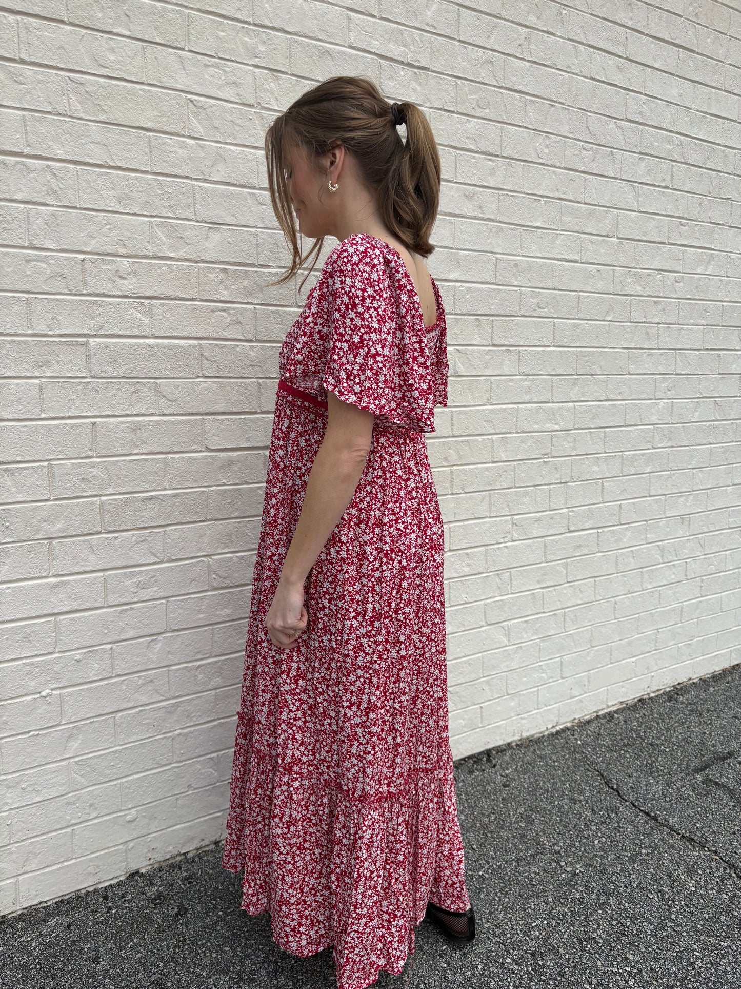 Redwood Flutter Sleeve Maxi Dress