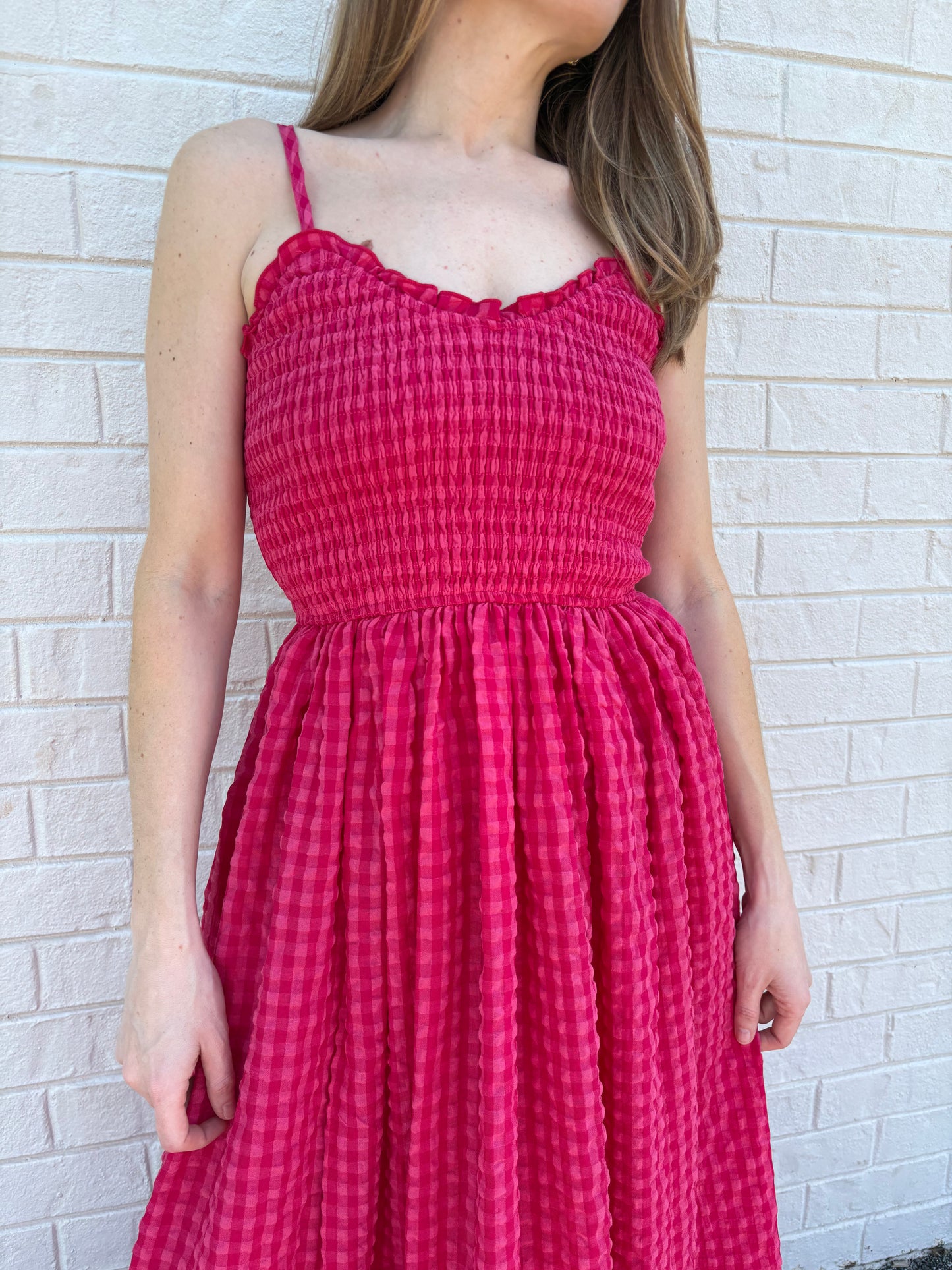 Cherry Gingham Maxi Dress