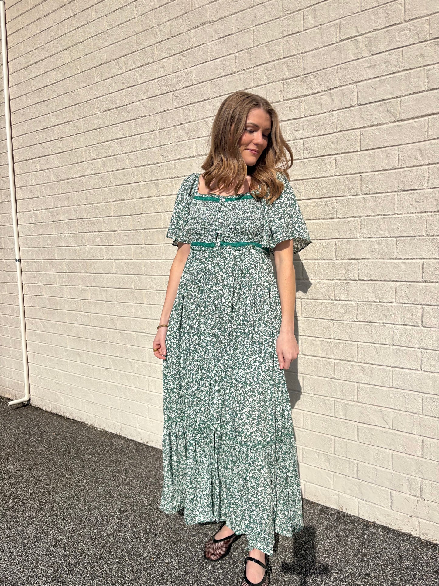 Eucalyptus Flutter Sleeve Maxi Dress