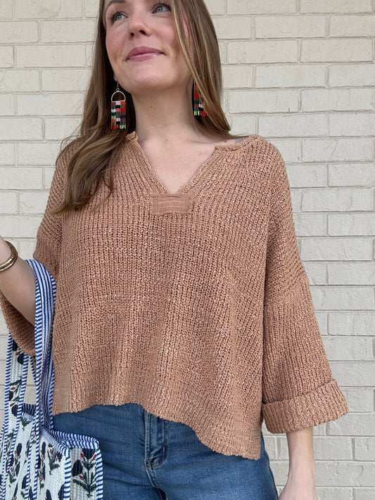 Wren Tan Sweater Top
