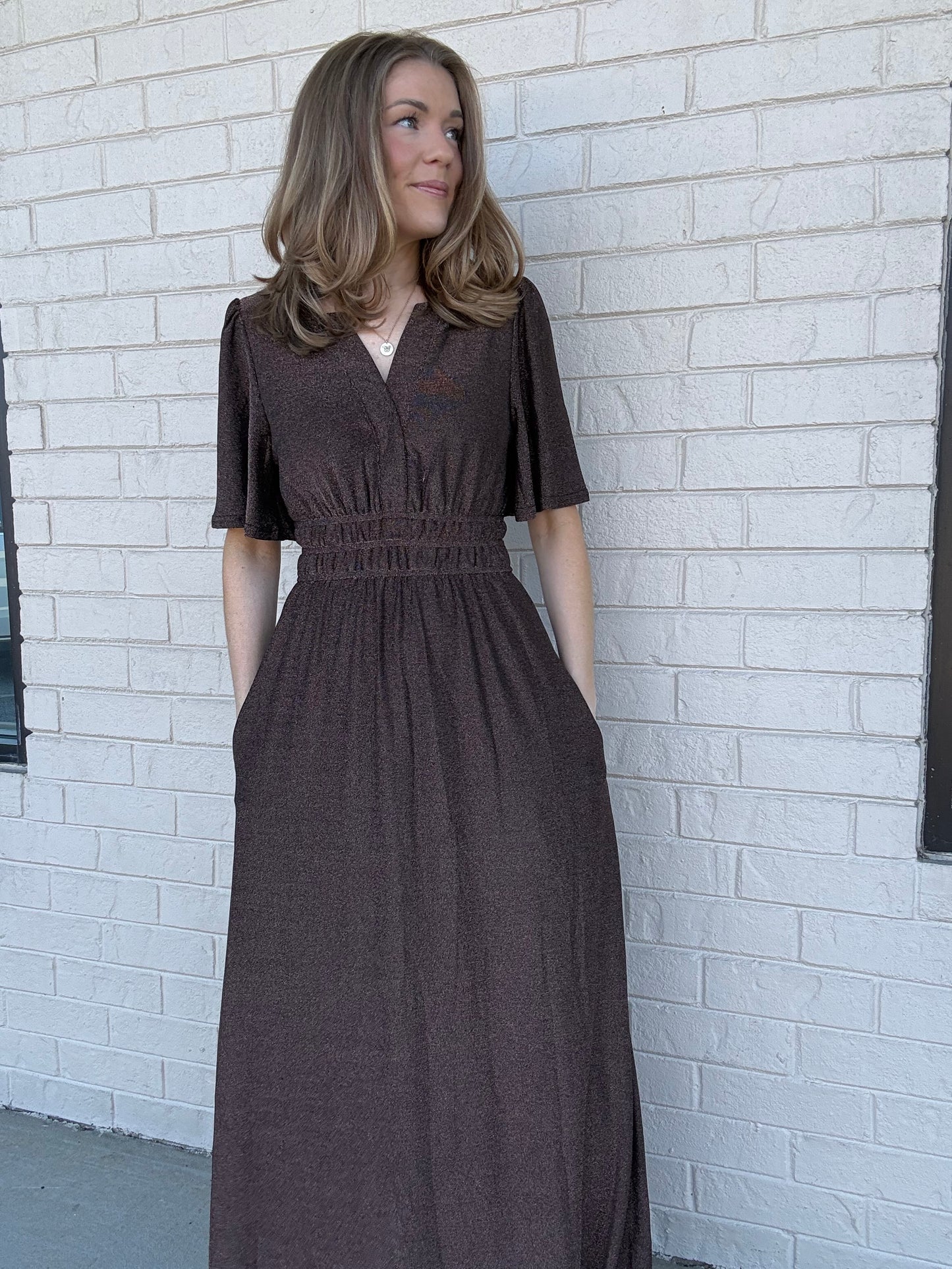 Bronze Knit Maxi Dress
