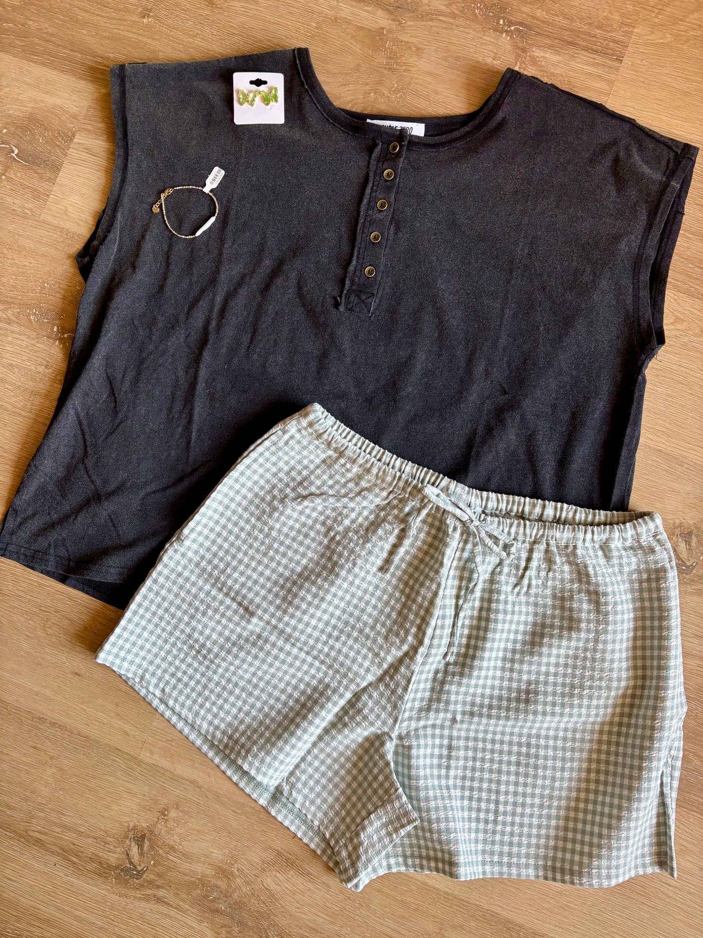 Sage Gingham Shorts