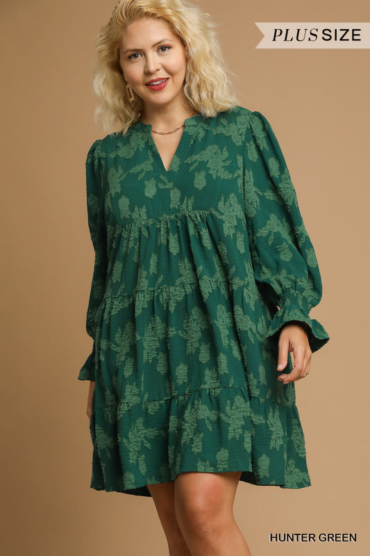 Forest Green Jacquard Mini Dress