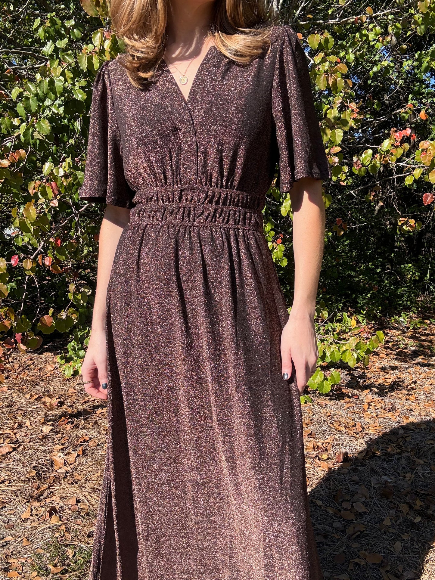 Bronze Knit Maxi Dress