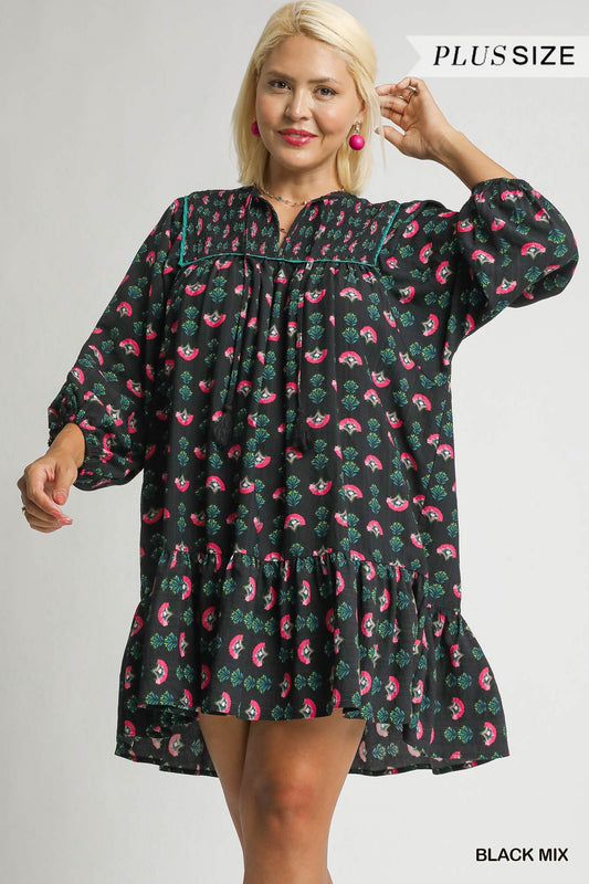 Kels Black Floral Mini Dress