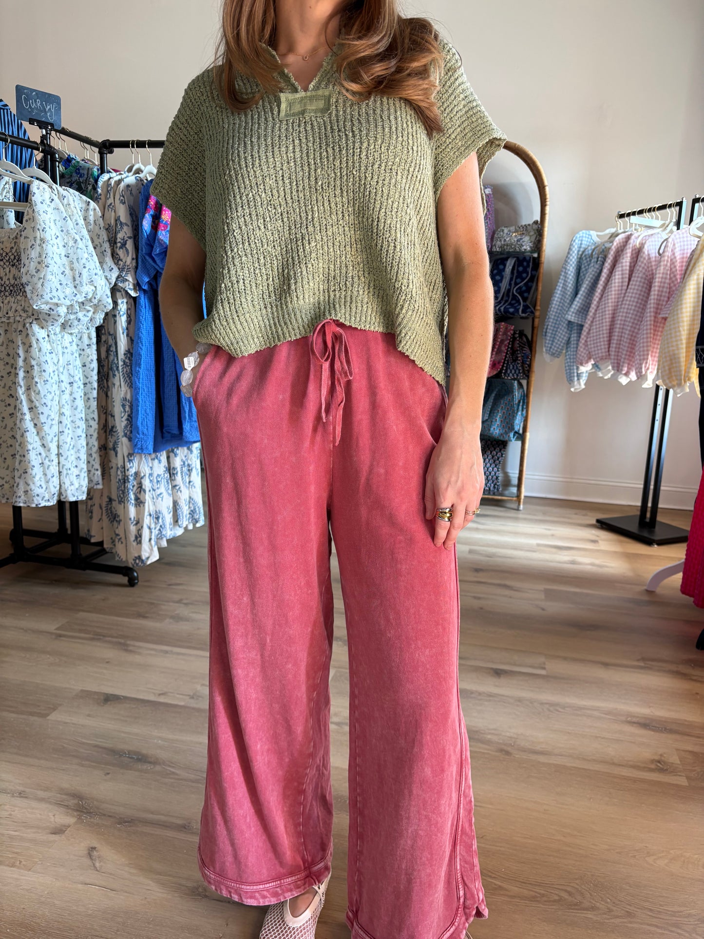 Raspberry Washed Pants