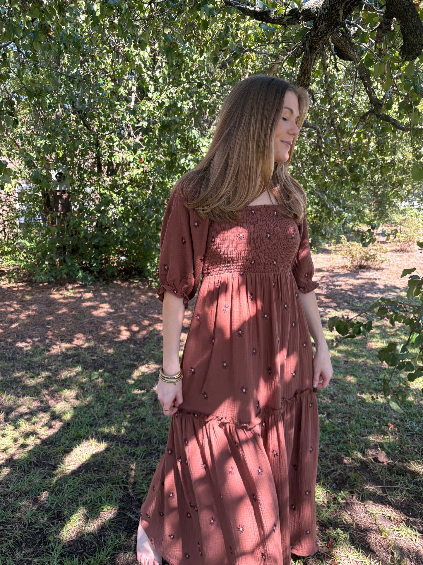 Bailey Chocolate Embroidered Maxi Dress