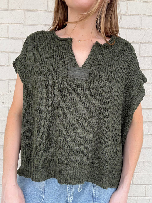 Jules Dark Olive Sweater Top