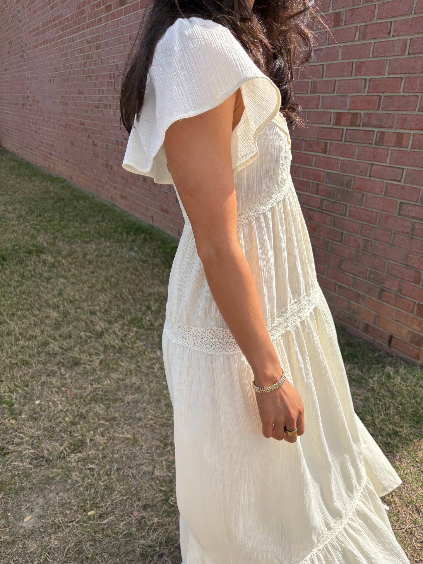Buttercream Cotton Lace Maxi Dress
