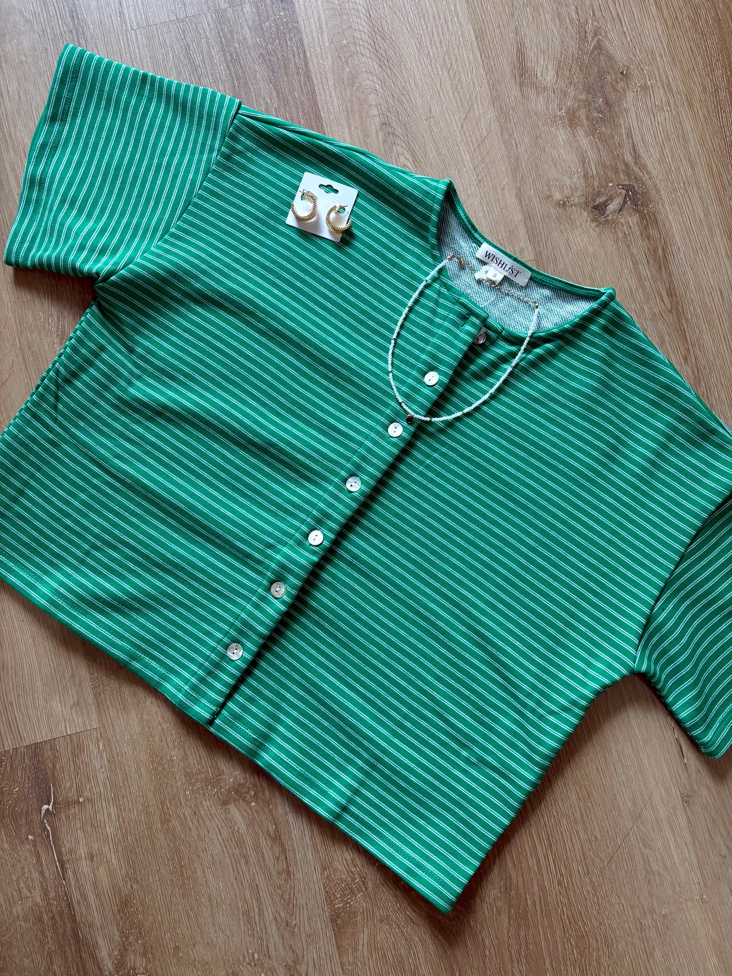 Camille Green Striped Top