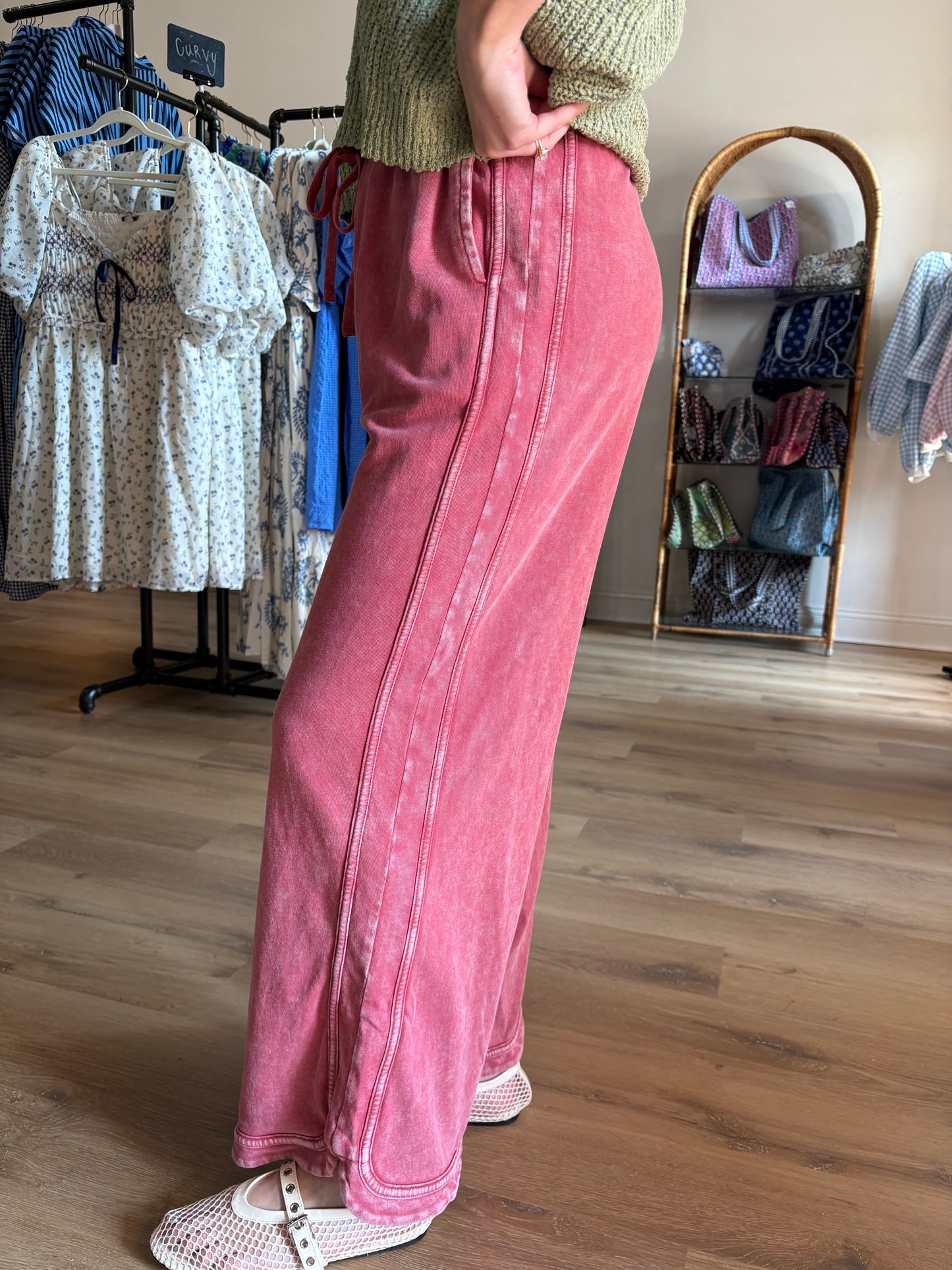 Raspberry Washed Pants