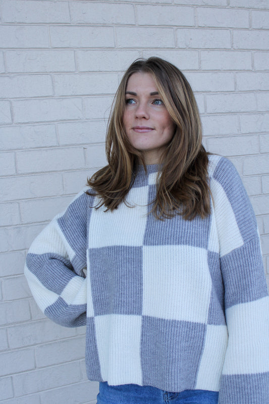 Grey Checkered Sweater