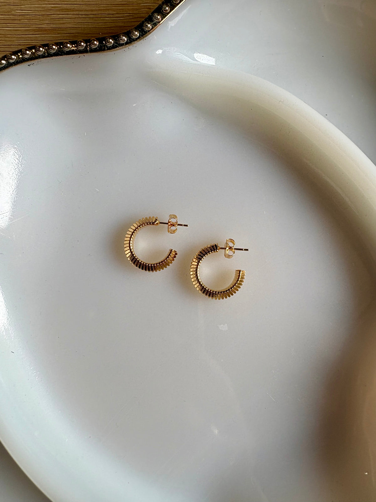 Ribbed Gold Dipped Earrings