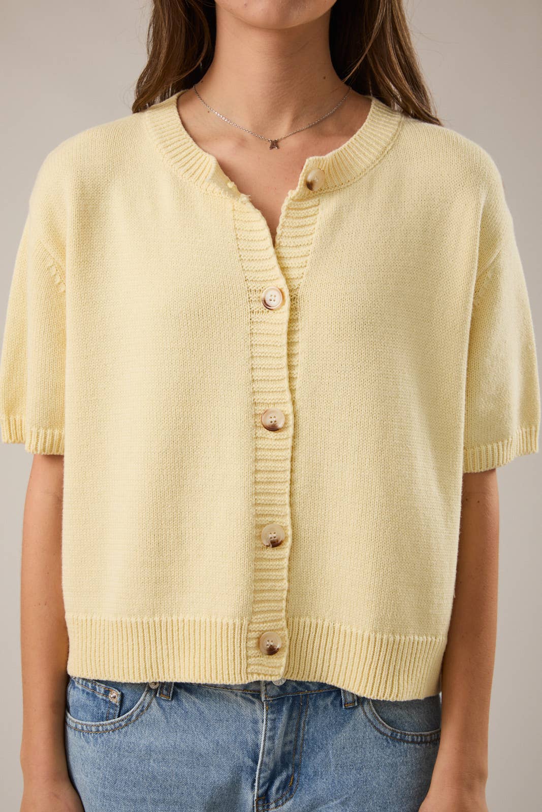 Butter Yellow Short Sleeve Cardigan