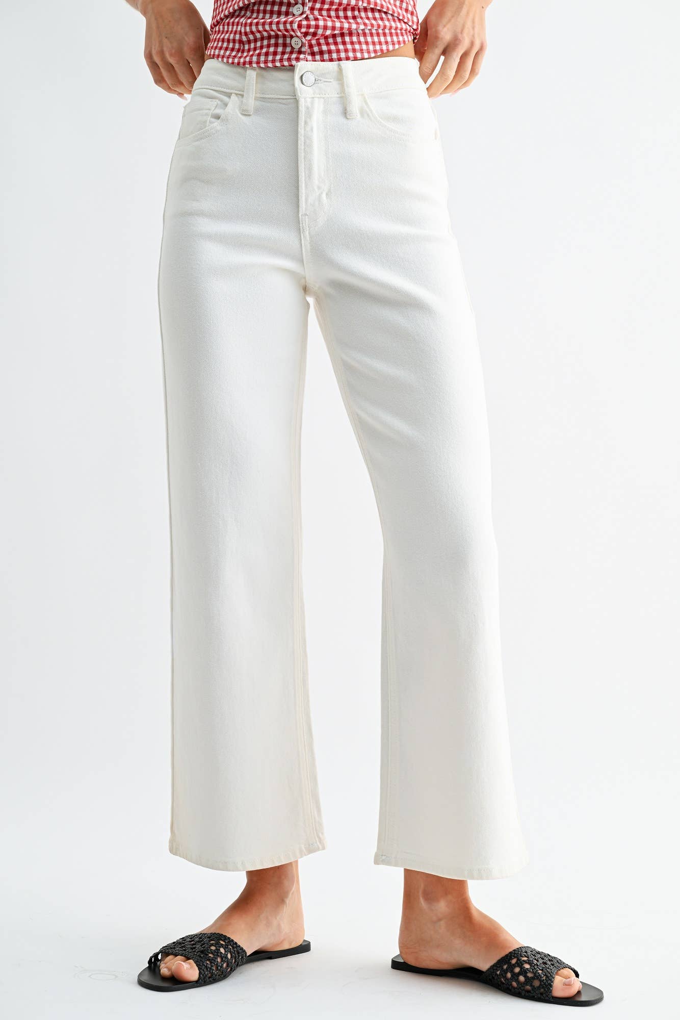 Slim Wide Leg White Denim