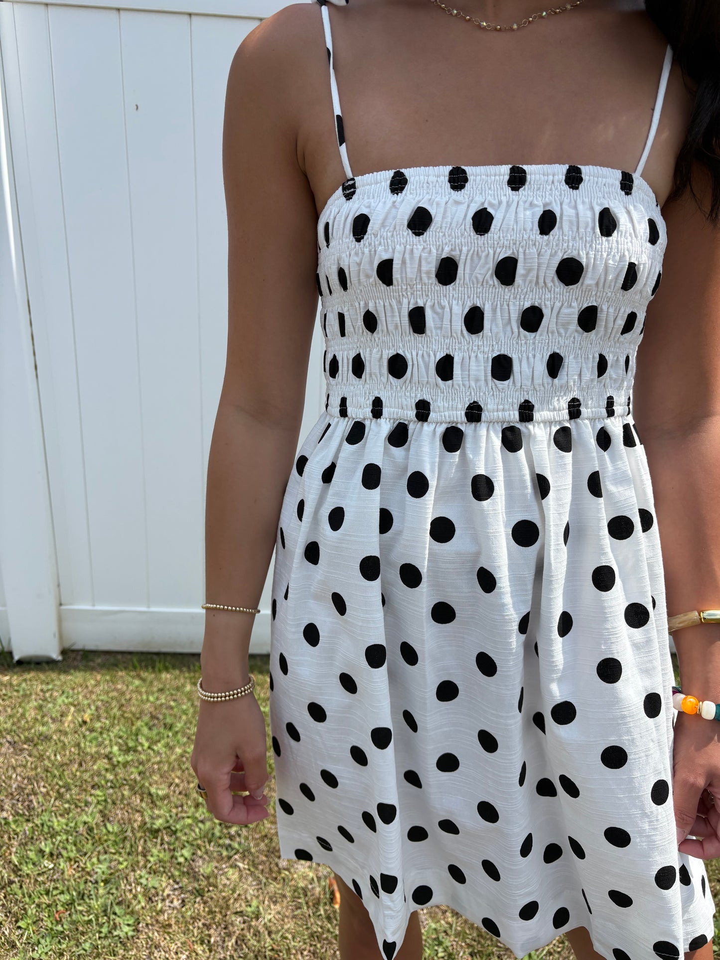 Polka Dot Smocked Mini Dress