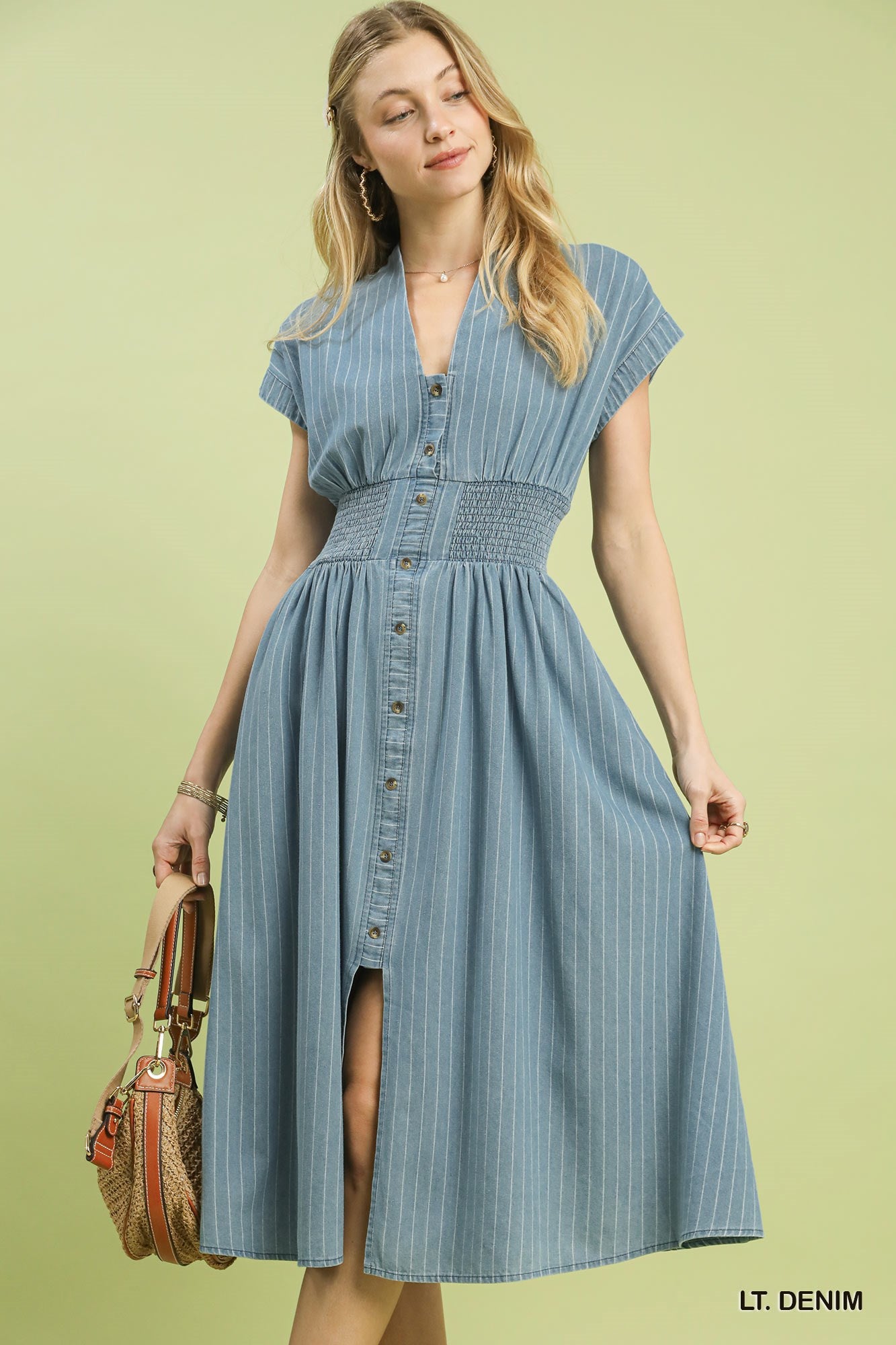 Liz Light Wash Denim Midi Dress