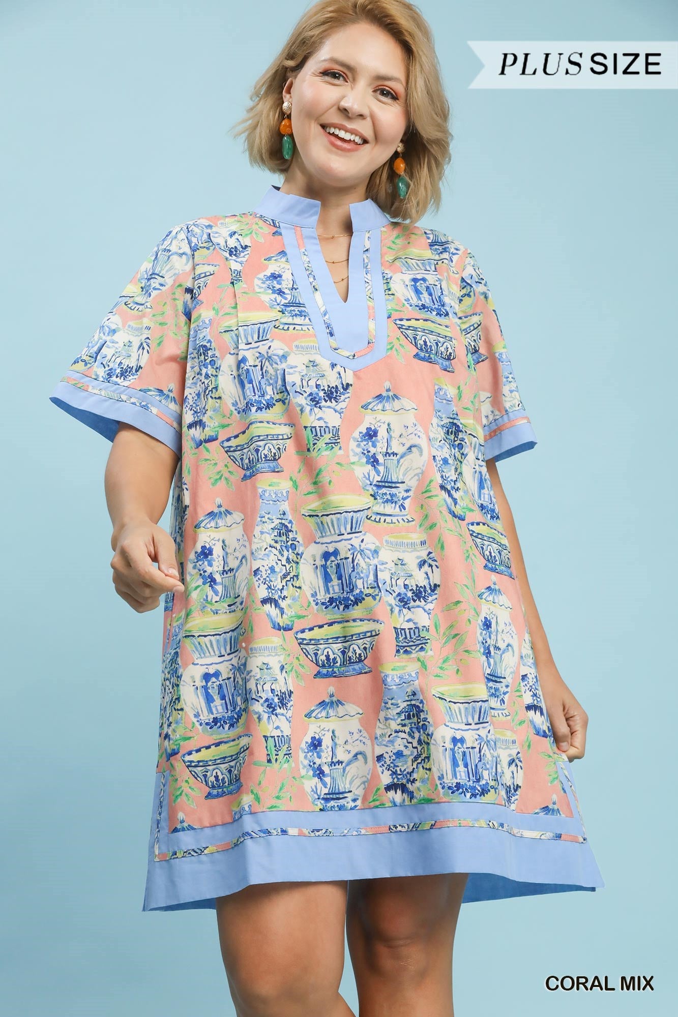 Coral Blue Vase Mini Dress