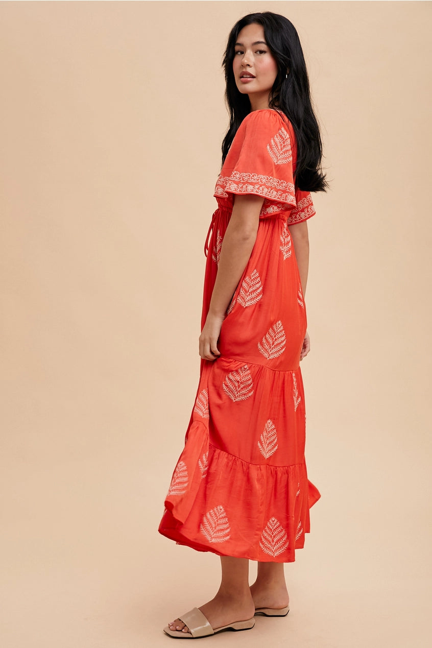 Chili Embroidered Maxi Dress