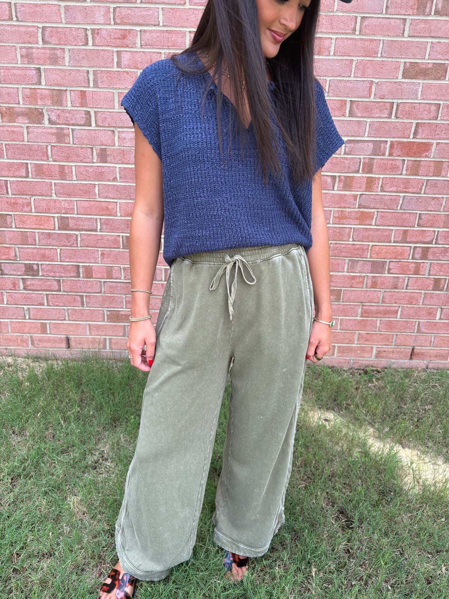Olive Washed Pants
