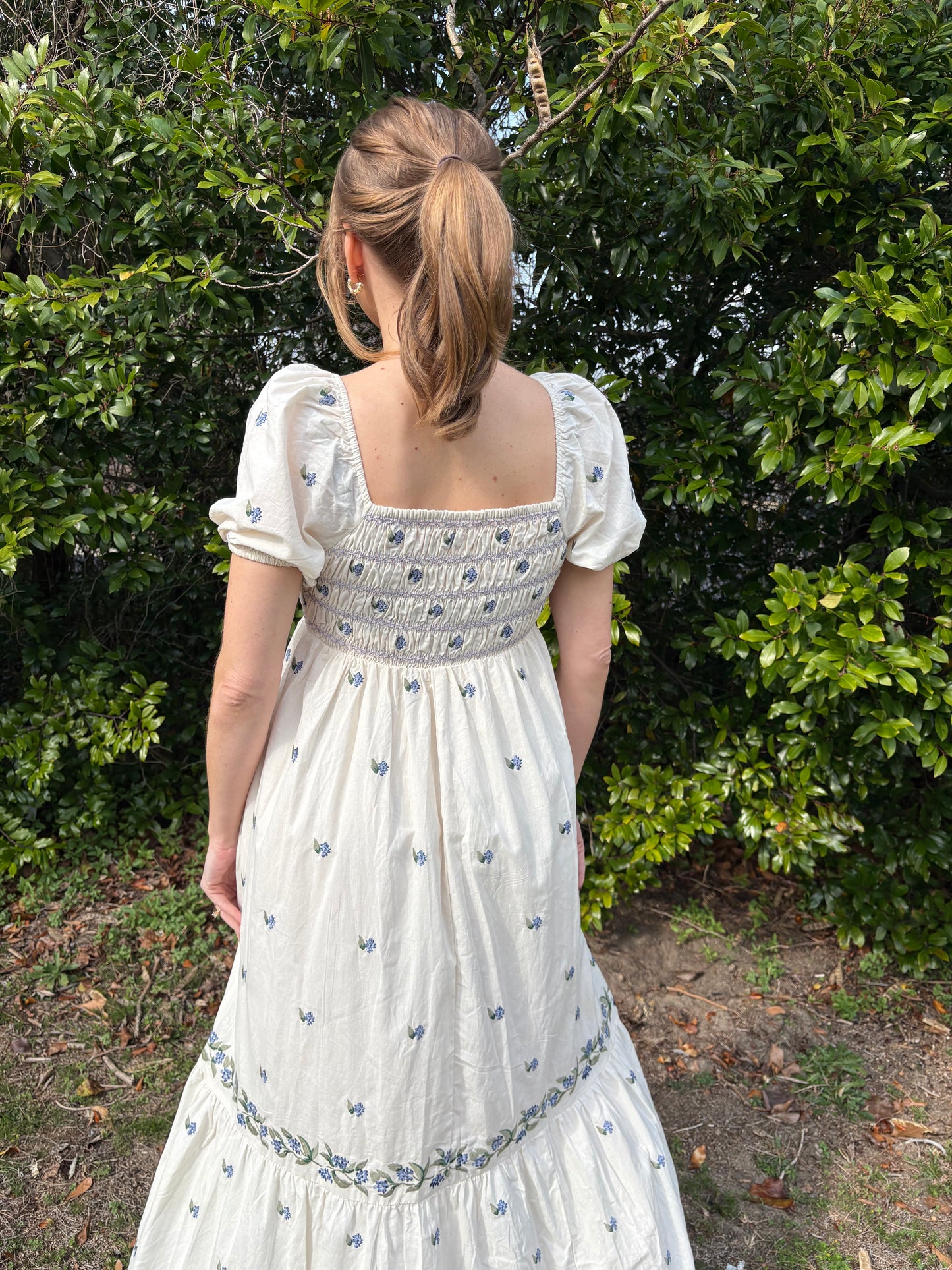 Ivory Embroidered Cotton Maxi Dress