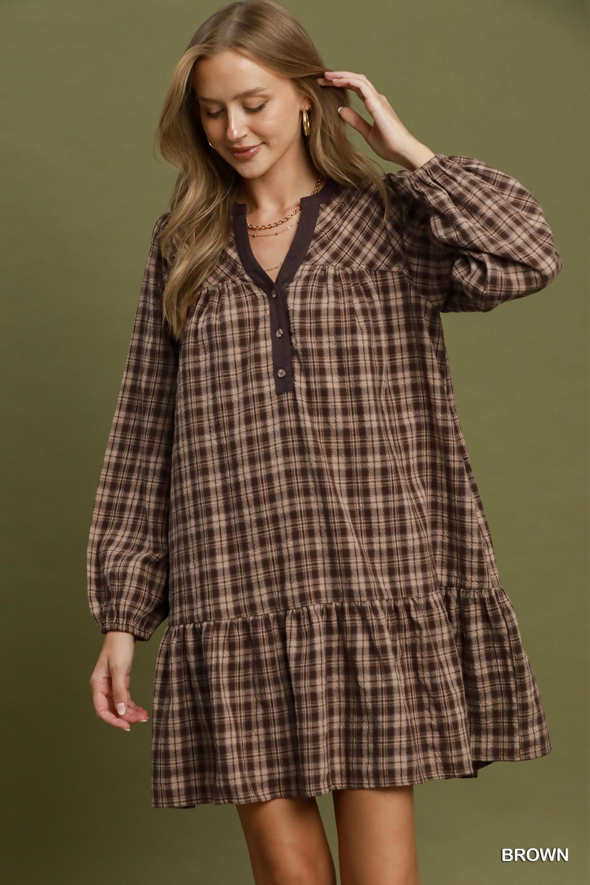 Brown Plaid Shirt Days Dress