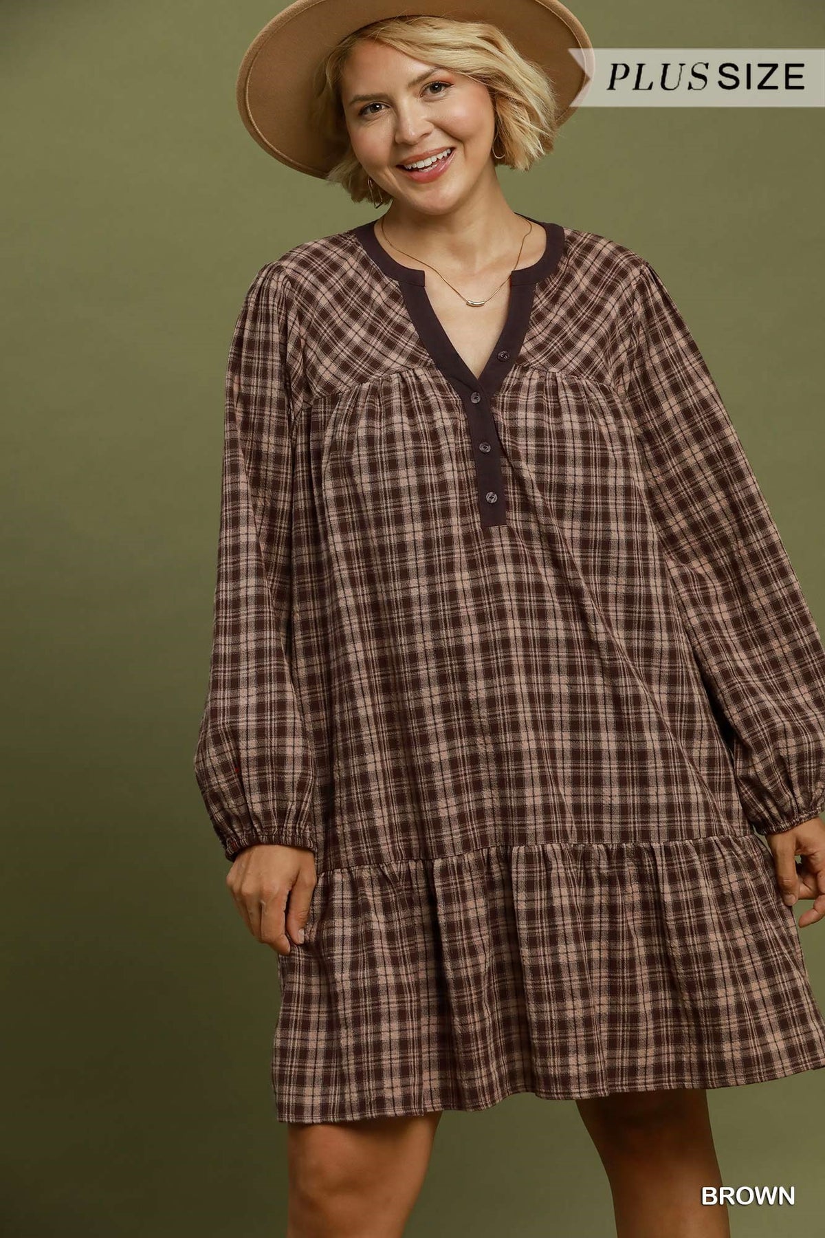 Brown Plaid Shirt Days Dress