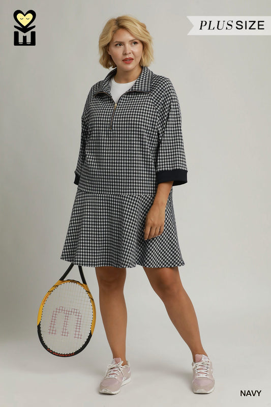 Navy Gingham Athletic Dress