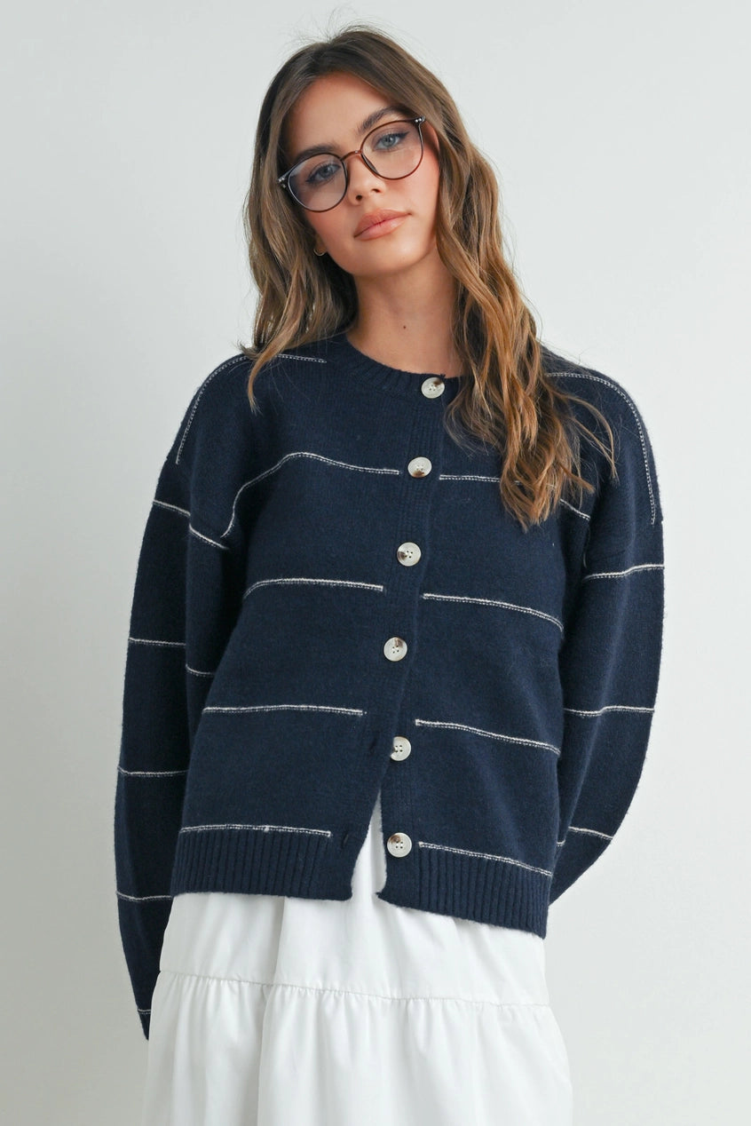 Navy Button Cardigan